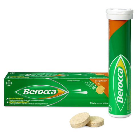 BAYER Berocca Performance Orange Flavour 15 Effervescent Tablets, Шипучие таблетки – Комплекс витаминов В, С, H + минералов (магний, кальций, цинк) с ароматом апельсина 15 табл.
