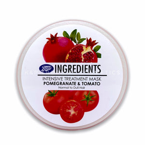 Boots Ingredients Intensive Treatment Mask Pomegranate & Tomato 400 ml., Интенсивная лечебная маска для волос с гранатом и томатом 400 мл