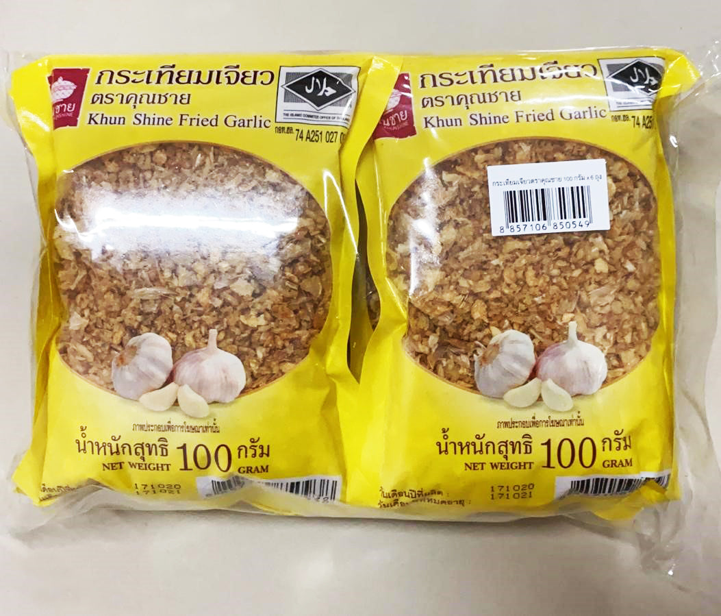 Khun Shine Fried Garlic 100 g. *6 pcs., Тайский чеснок сушеный жареный 100 гр.*6 шт.