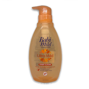 Babi Mild Ultra Mild Sweet Almond Head & Body Baby Bath 400 ml., Ультрамягкое очищающее средство "Сладкий миндаль" для купания детей с головы до пят 400 мл.