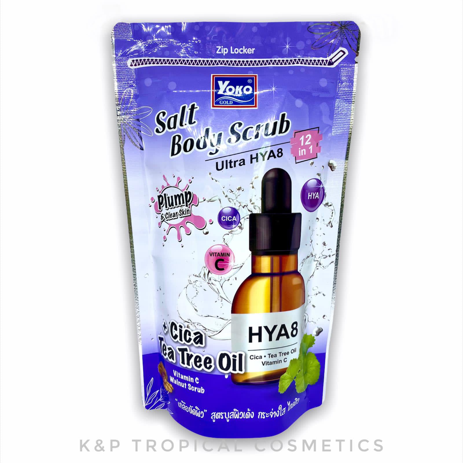 Siam Yoko Gold Salt Body Scrub Ultra Hya8 350 g., Соляной скраб для тела "Гиалуроновая кислота + Масло чайного дерева + Витамин С" 350 гр.