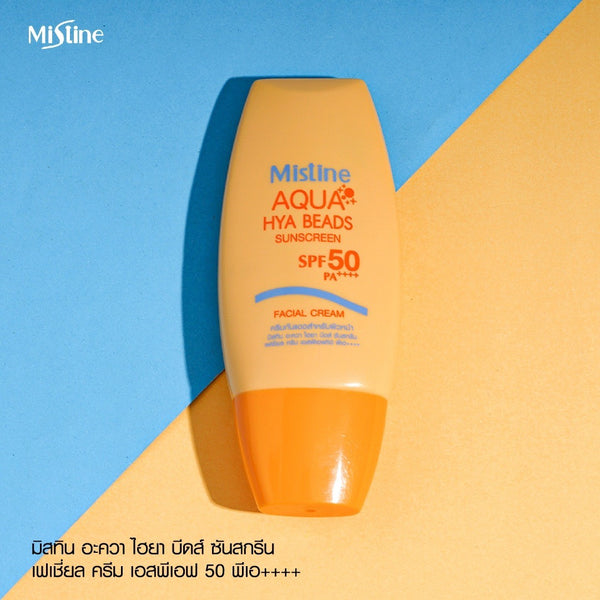 Mistine Aqua Hya Beads Sunscreen Facial Cream SPF 50 PA++++ 40 g., Солнцезащитный крем для лица "Hya Beads" SPF 50 PA++++ 40 гр.