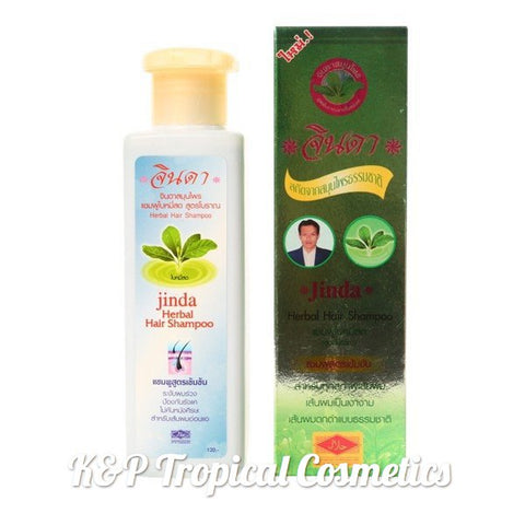 JINDA Extra Herbal Hair Shampoo Fresh mee Leaf + Butterfly Pea 250 ml., Травяной шампунь "Баймисот" для укрепления волос и лечения облысения (в зеленой коробке) 250 мл.