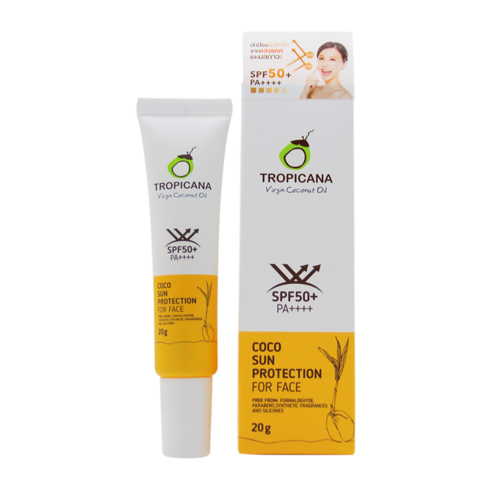 Tropicana Coco Sun Protection For Face SPF50+ PA++++20 g., Солнцезащитный крем для лица с кокосовым маслом SPF50+ PA++++ 20 гр.