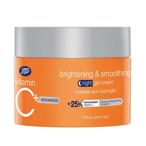 Boots Vitamin C Advanced Brightening & Smoothing Night Gel Cream 50 ml., Ночной гель-крем для лица с витамином С "Осветление & Разглаживание кожи" 50 мл.