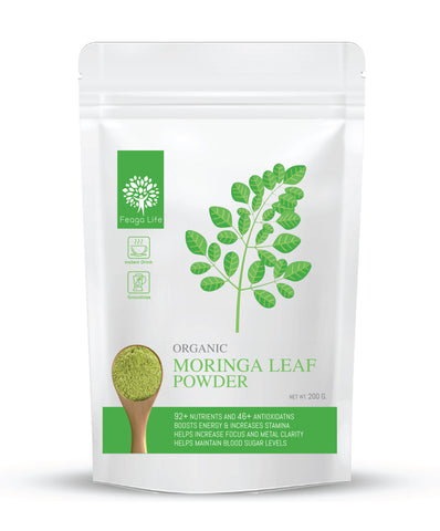 Feaga Life Dietary Supplement Organic Moringa Leaf Powder 200 g., Органический порошок листьев моринги для укрепления иммунитета и очищения организма от шлаков и тяжелых металлов 200 гр.