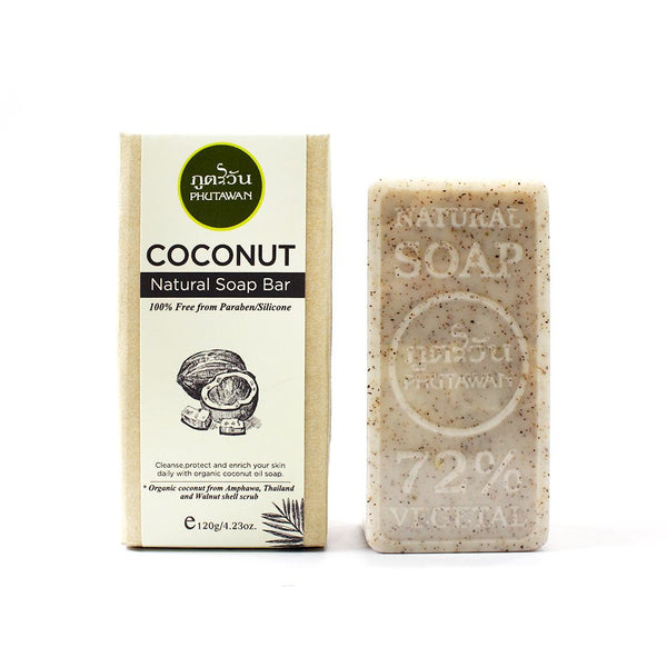 Phutawan Coconut Natural Soap Bar 100 g., Натуральное кокосовое мыло 100 гр.