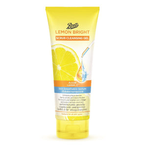 Boots Lemon Bright Scrub Cleansing Gel 100 ml., Очищающий гель-скраб на основе витамина С для сияния кожи и сужения пор 100 мл.