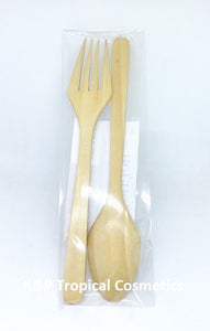 Thai wooden spoon and fork 19 sm., Деревянные ложка и вилка из Таиланда 19 см.