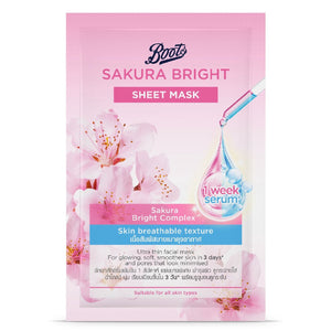 Boots Sakura Bright Sheet Mask 20 ml., Тканевая маска с экстрактом сакуры для сияния и гладкости кожи 20 мл.
