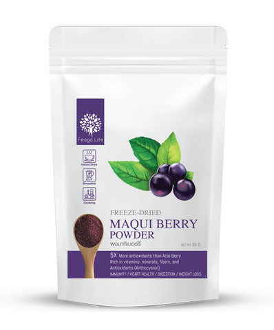 Feaga Life Dietary Supplement Maqui Berry Powder 80 g., Органический порошок ягод маки для здоровья сердечно-сосудистой системы 80 гр.