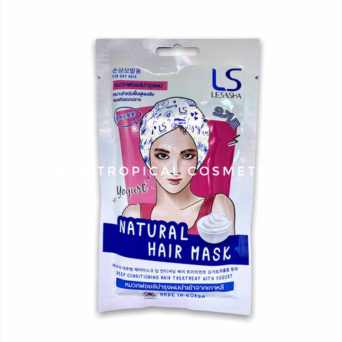 LESASHA Yogurt Natural Hair Mask Deep Conditioning Hair Treatment with Yogurt for Dry Hair 35 ml, Глубоко восстанавливающая йогуртовая маска-шапочка для сухих волос 35 мл