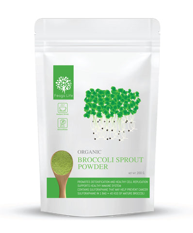 Feaga Life Dietary Supplement Organic Broccoli sprout Powder 200 g., Органический порошок ростков брокколи для очистки организма от шлаков и токсинов 200 гр.
