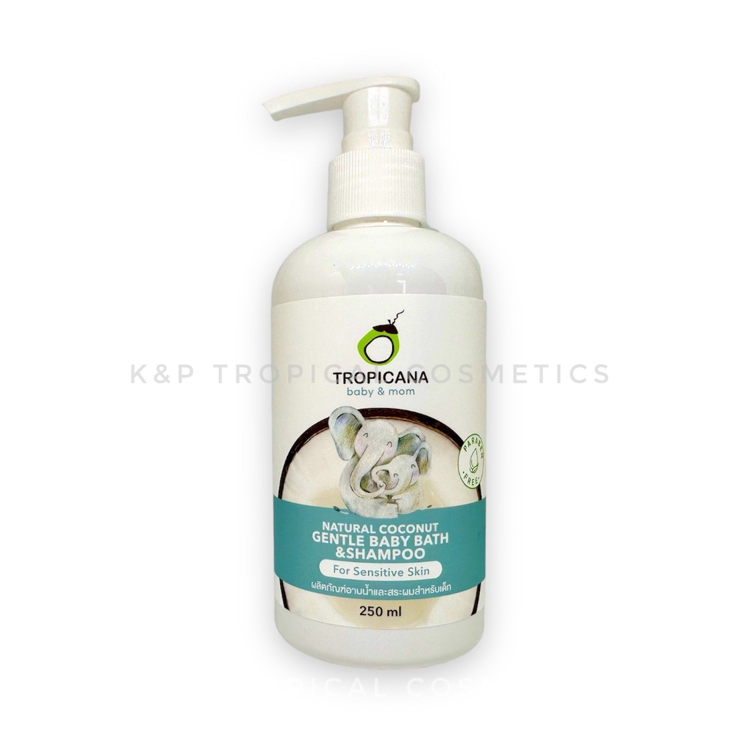 Tropicana Baby & Mom Gentle Baby Bath & Shampoo Natural Coconut 250 ml, Нежная детская пена для ванны и шампунь с натуральным маслом кокоса 250 мл