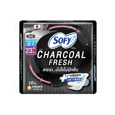 Sofy Charcoal Fresh Ultraslim 0.1 Wing 23 cm. 16 pcs., Ультратонкие дневные прокладки с углем 23 см, 16 шт.